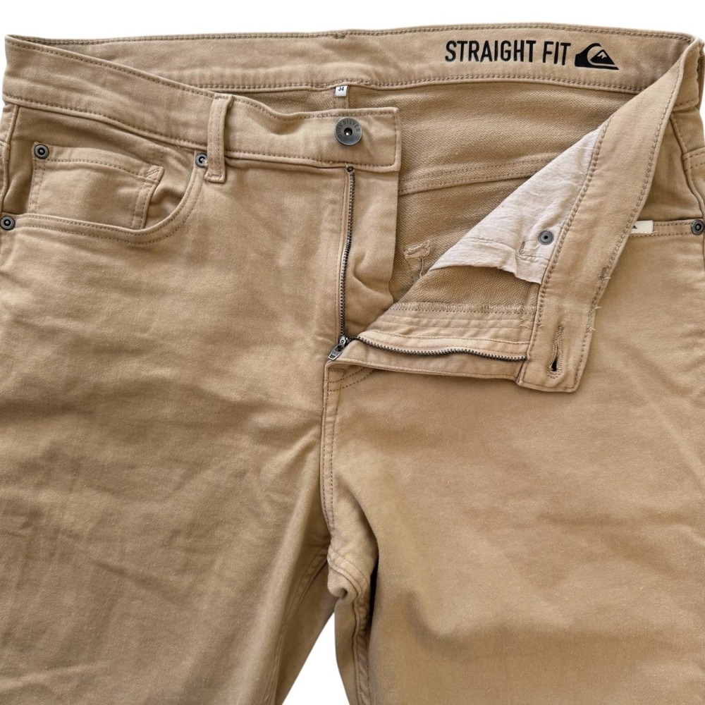 Quiksilver 34 (Actual 36x33) Tan Khaki Straight Fit Men's Far Out Stretch Chinos - Picture 3 of 9